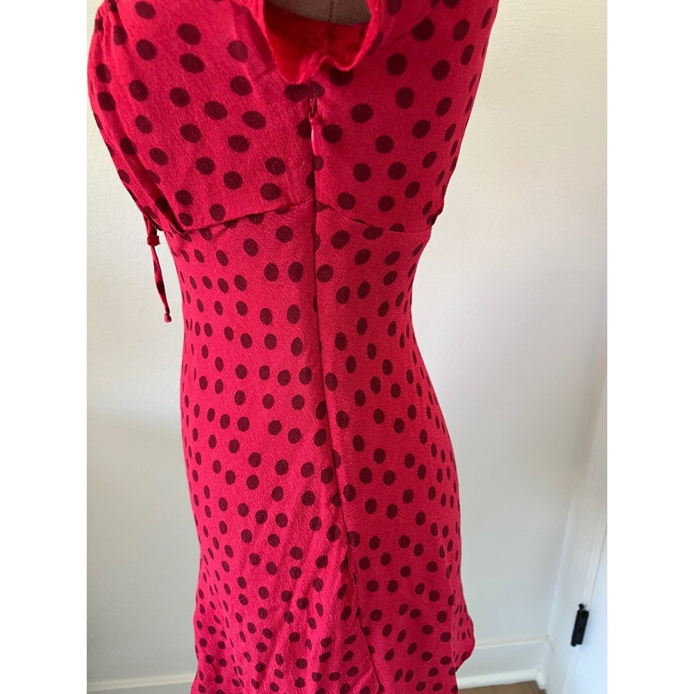 Kimchi Blue Red Polka Dot Milkmaid Mini Dress Short Sleeve OB2144183 Small - Picture 13 of 15